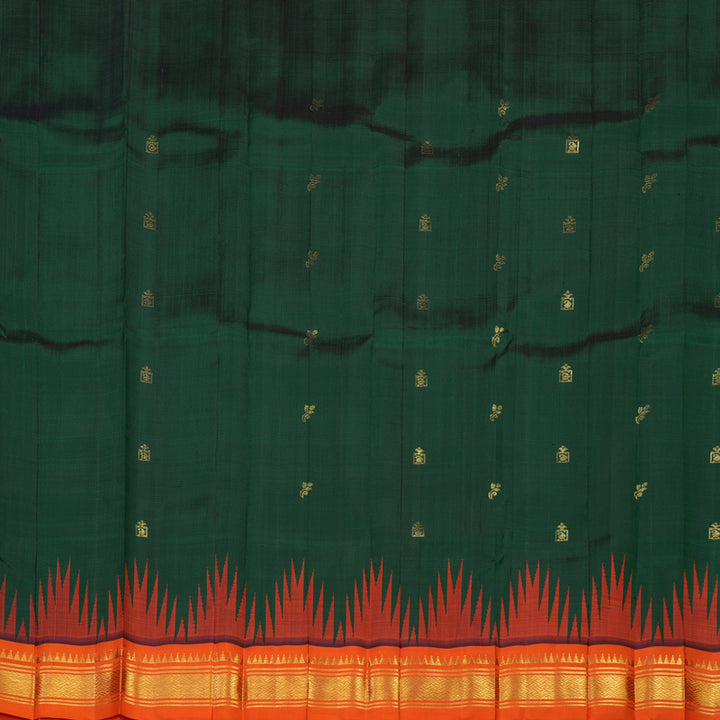 Hayagrivas Handloom Kanjivaram One side border with Bottle Green with Orange KBE581F1-14