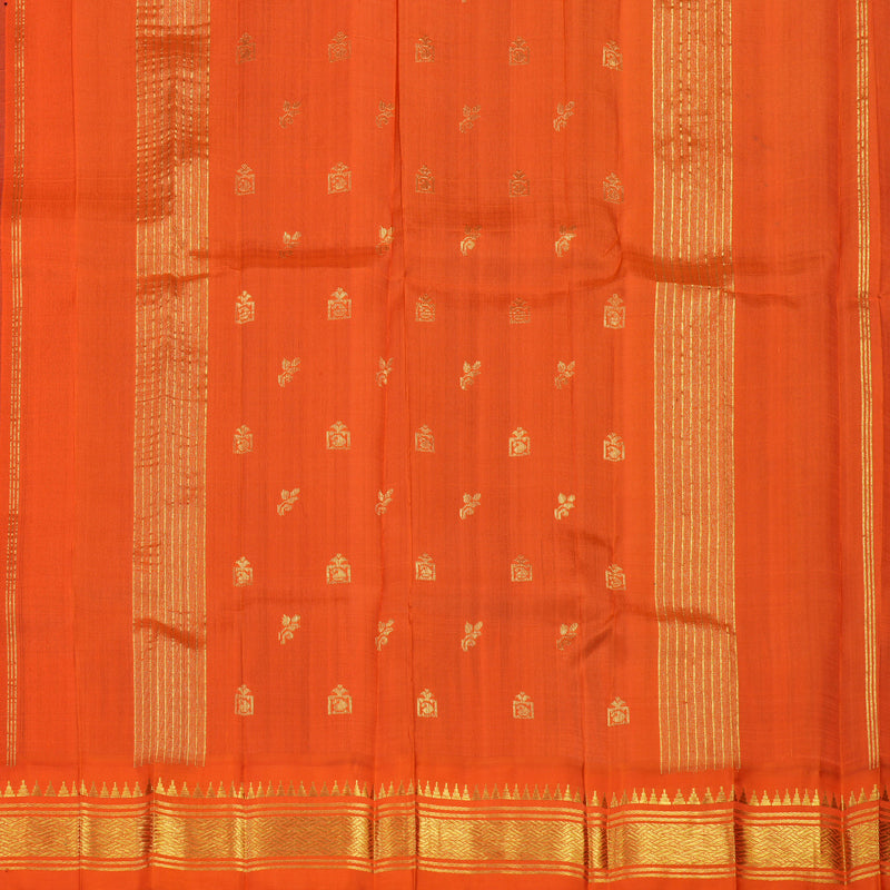 Hayagrivas Handloom Kanjivaram One side border with Bottle Green with Orange KBE581F1-14
