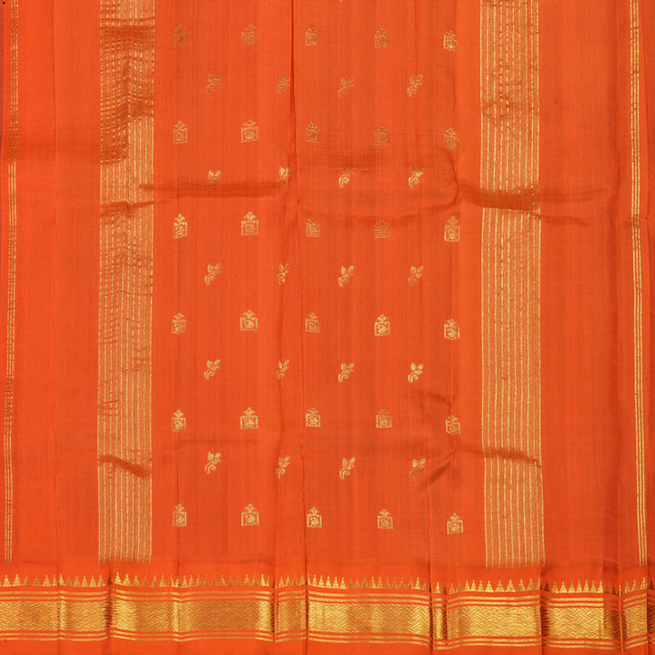 Hayagrivas Handloom Kanjivaram One side border with Bottle Green with Orange KBE581F1-14