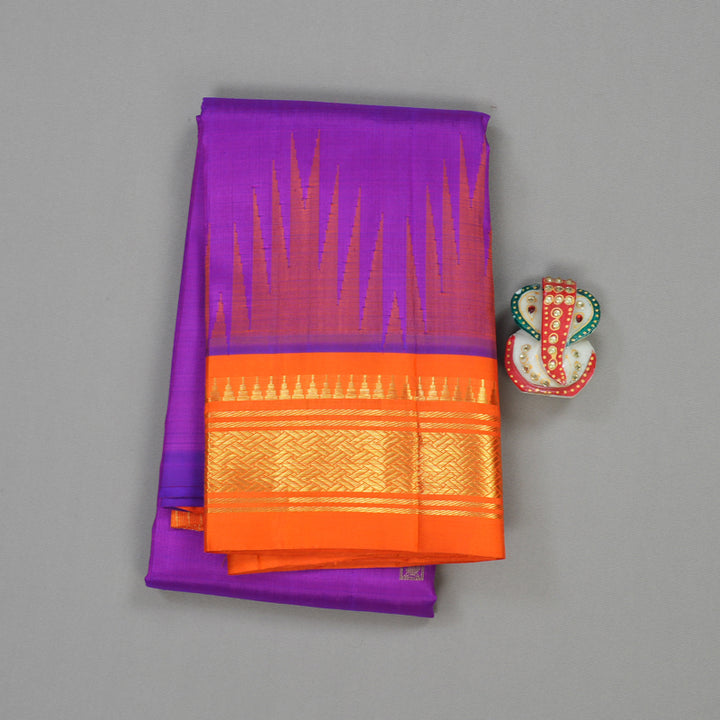 Hayagrivas Handloom Kanjivaram One side border with Attractive Purple with Orange KBE581F1-21