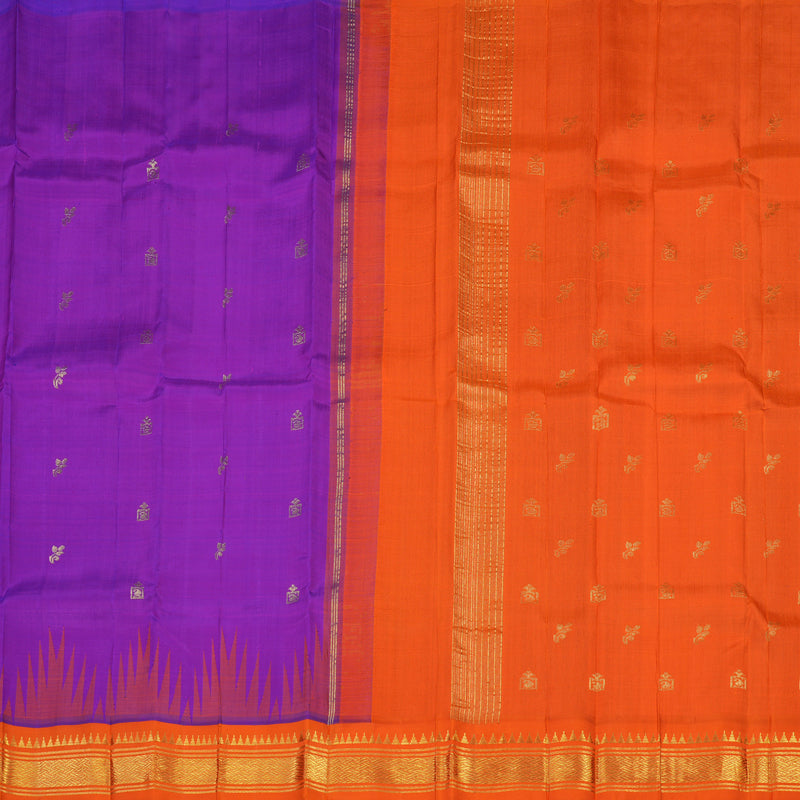 Hayagrivas Handloom Kanjivaram One side border with Attractive Purple with Orange KBE581F1-21