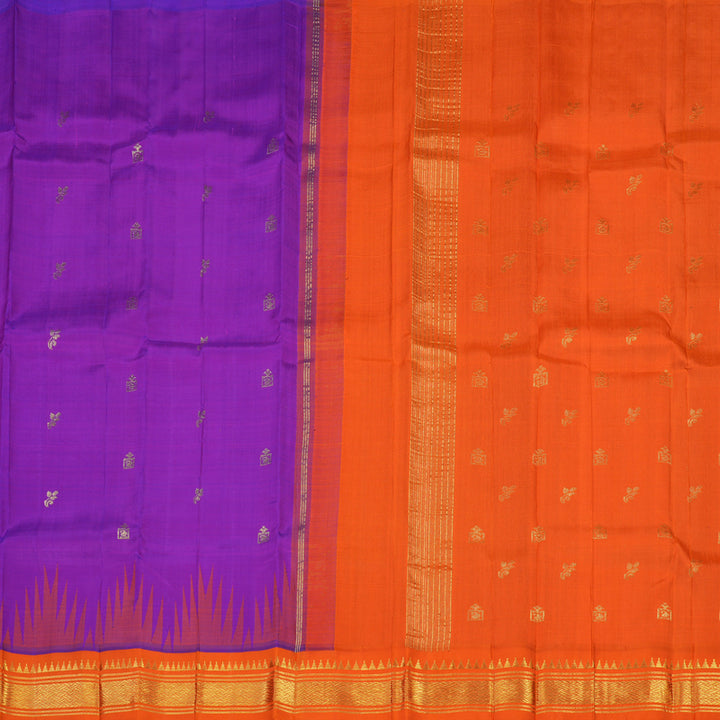 Hayagrivas Handloom Kanjivaram One side border with Attractive Purple with Orange KBE581F1-21