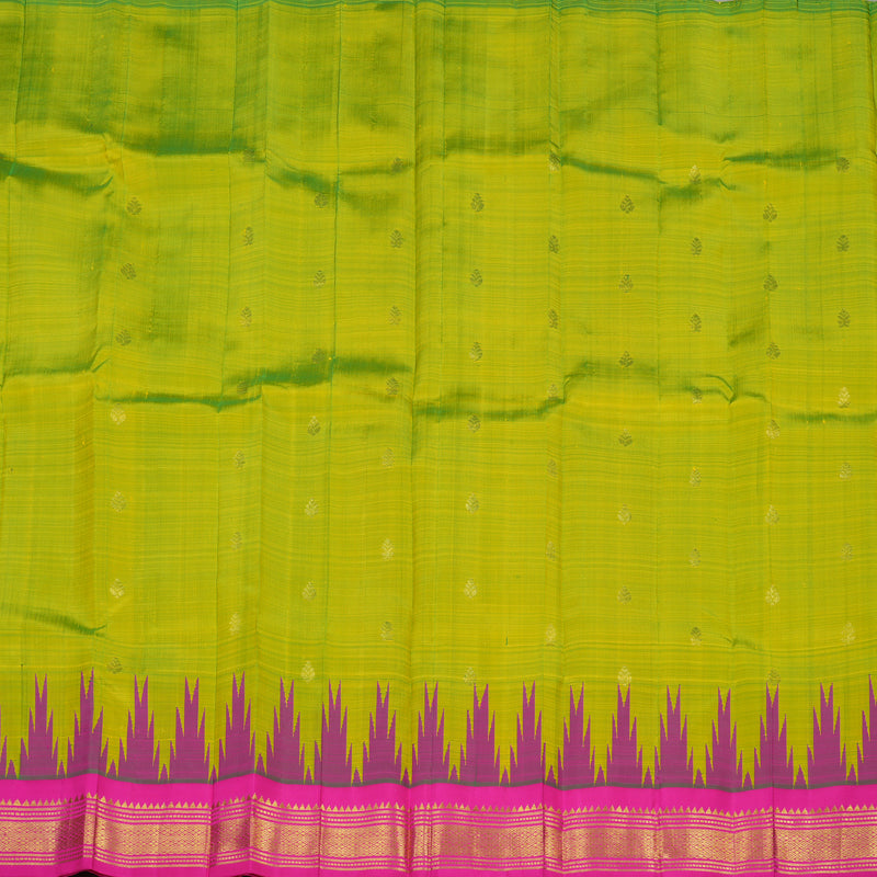 Hayagrivas Handloom Kanjivaram One side border in Fluorescent Green with Pink KBE581F1-31