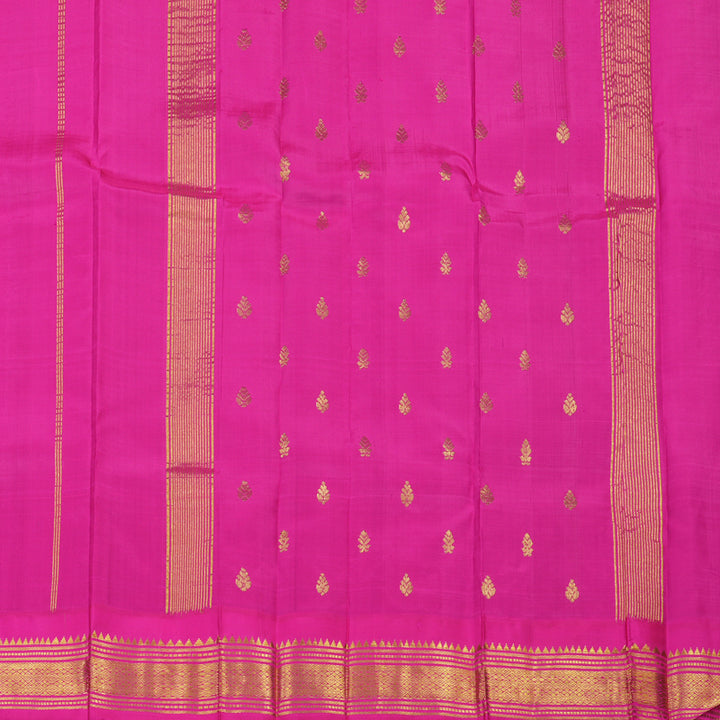 Hayagrivas Handloom Kanjivaram One side border in Fluorescent Green with Pink KBE581F1-31