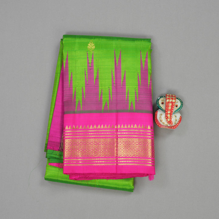 Hayagrivas Handloom Kanjivaram One side border with Parrot Green with Pink KBE581F1-36