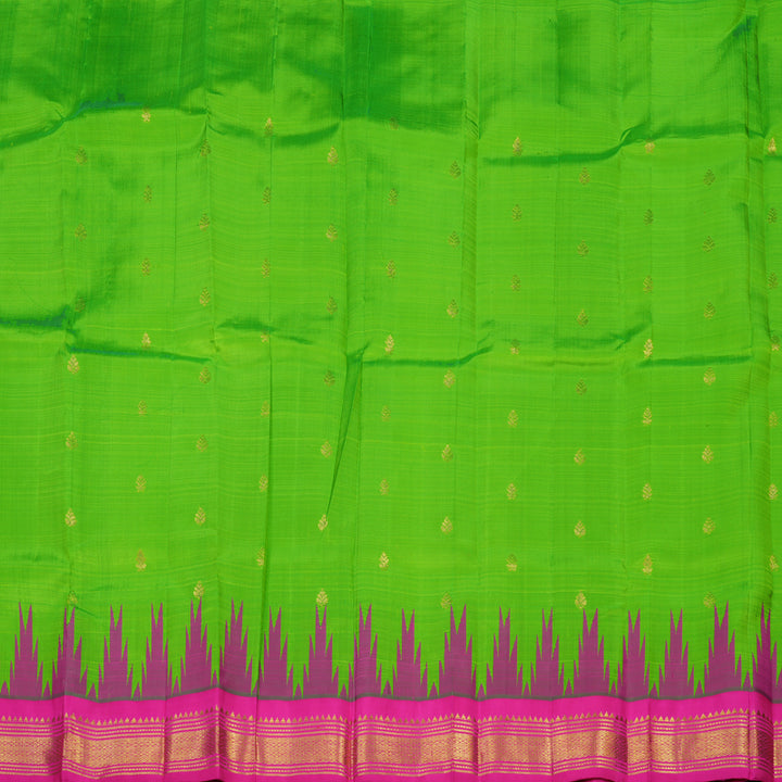Hayagrivas Handloom Kanjivaram One side border with Parrot Green with Pink KBE581F1-36