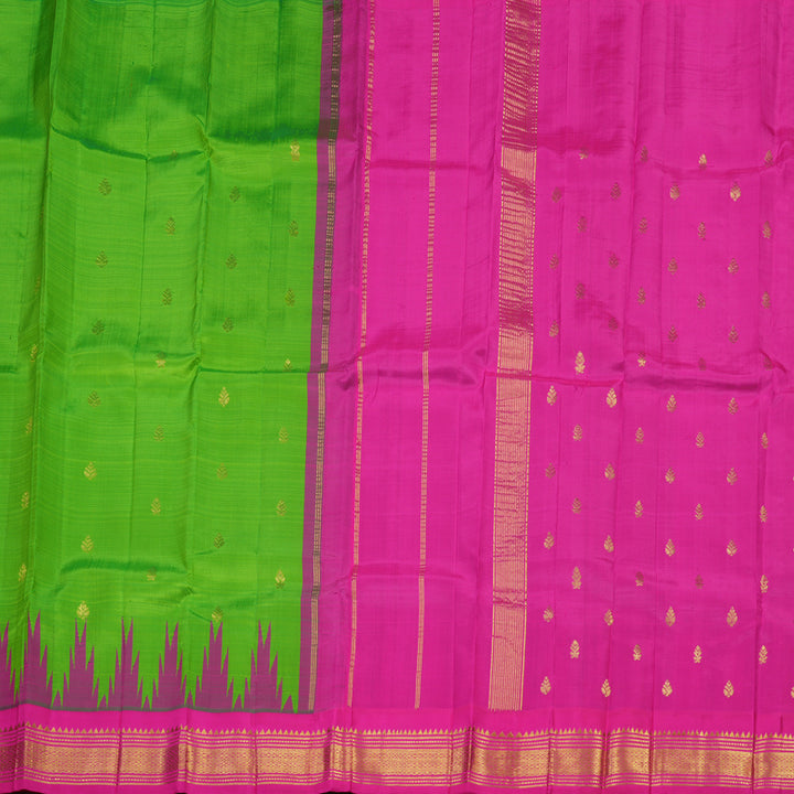 Hayagrivas Handloom Kanjivaram One side border with Parrot Green with Pink KBE581F1-36