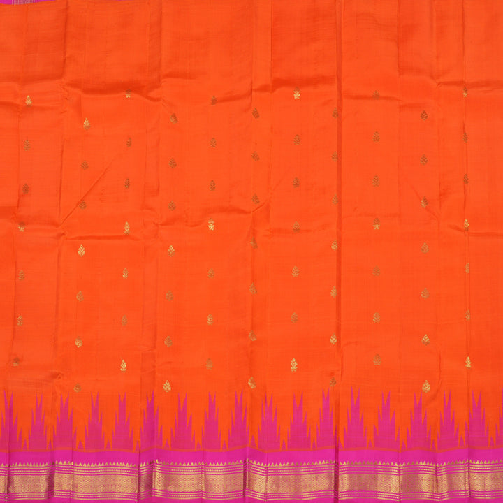 Hayagrivas Handloom Kanjivaram One side Border in Orange with Rani pink KBE581F1-38