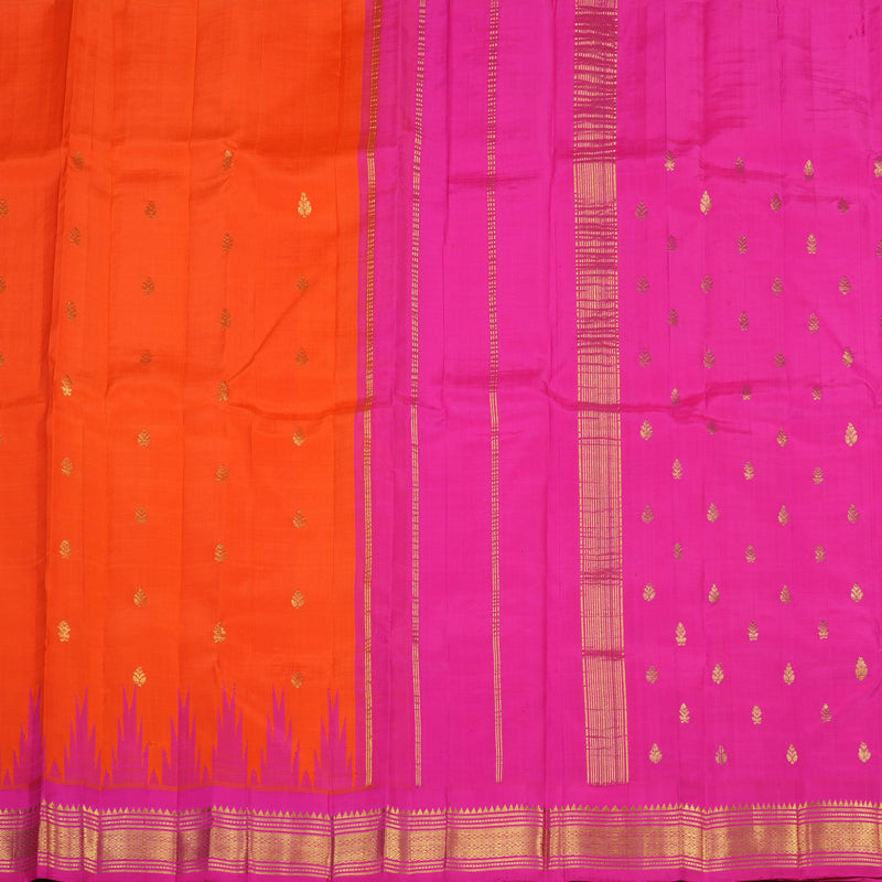 Hayagrivas Handloom Kanjivaram One side Border in Orange with Rani pink KBE581F1-38