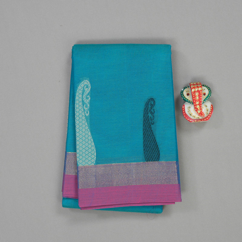Hayagrivas Handloom Pure Cotton Saree in Delicate Sky Blue KBE586F5-3