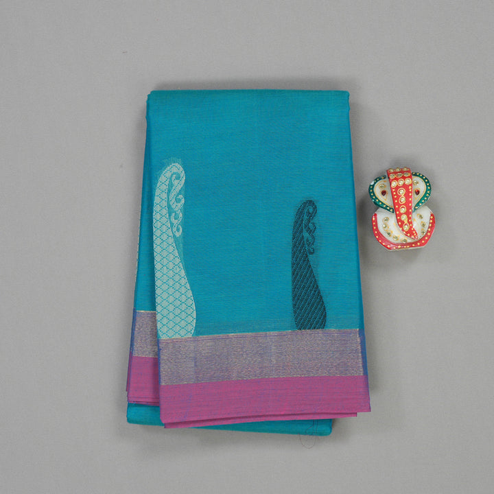 Hayagrivas Handloom Pure Cotton Saree in Delicate Sky Blue KBE586F5-3
