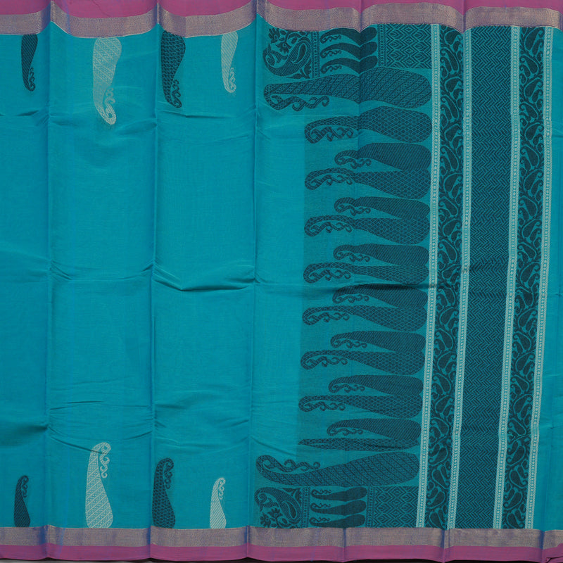 Hayagrivas Handloom Pure Cotton Saree in Delicate Sky Blue KBE586F5-3