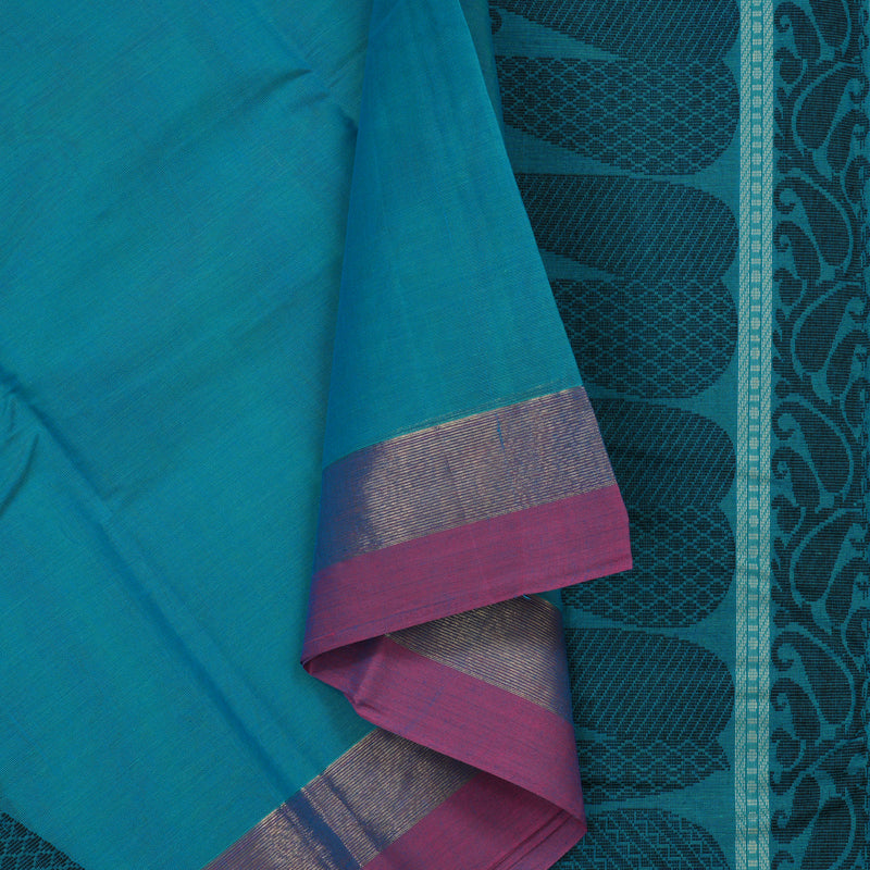Hayagrivas Handloom Pure Cotton Saree in Delicate Sky Blue KBE586F5-3