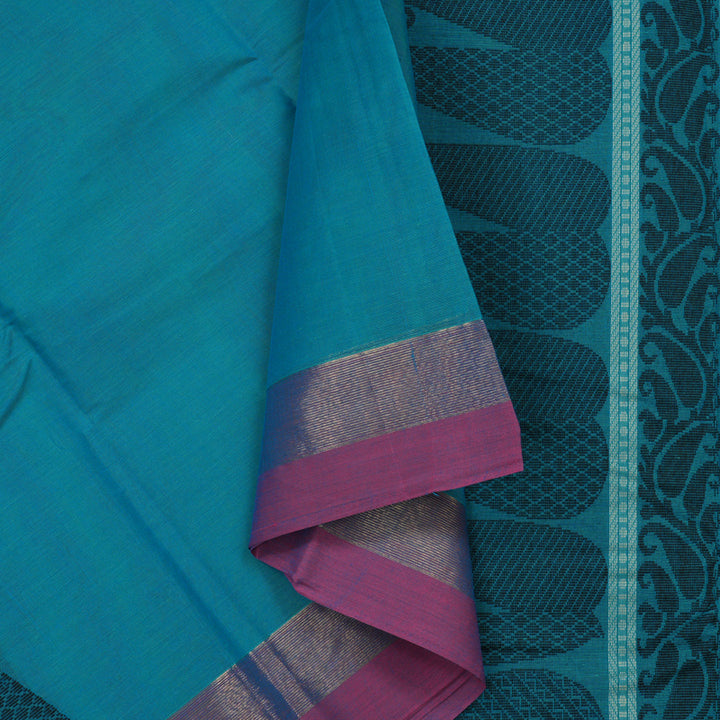 Hayagrivas Handloom Pure Cotton Saree in Delicate Sky Blue KBE586F5-3