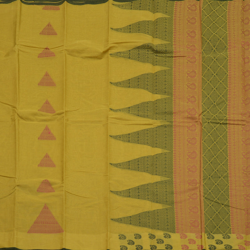 Hayagrivas Pure Handloom Cotton saree in Pale Yellow KBE586F6-2