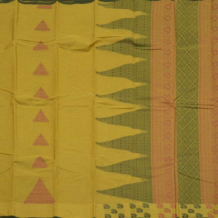 Hayagrivas Pure Handloom Cotton saree in Pale Yellow KBE586F6-2