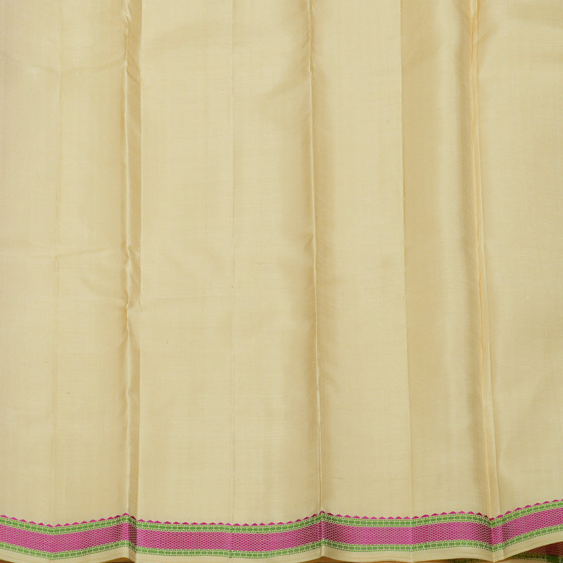 Hayagrivas Handloom Beige Kanjivaram Silk Saree with Pink Border KBE587F11-1