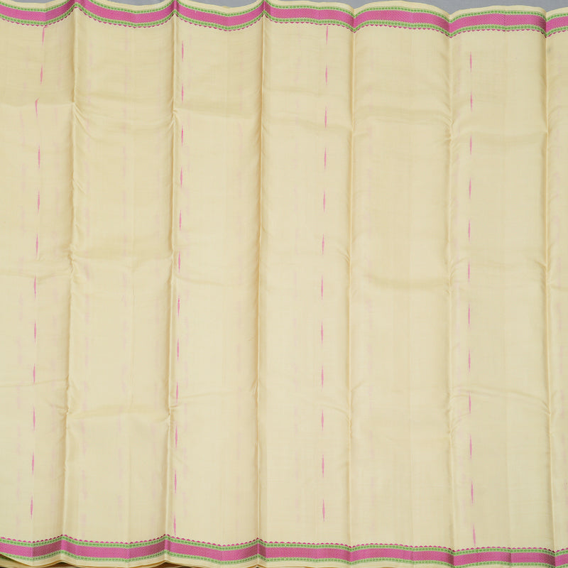 Hayagrivas Handloom Beige Kanjivaram Silk Saree with Pink Border KBE587F11-1