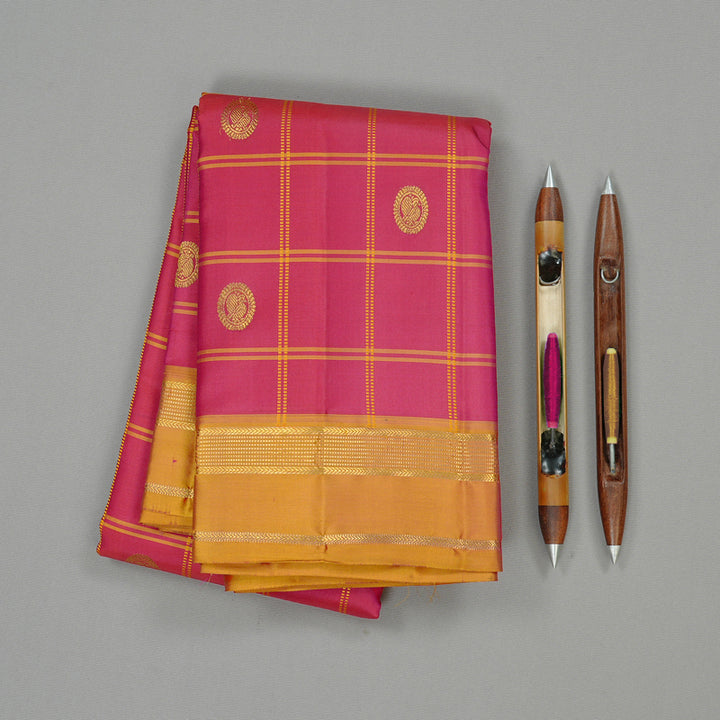 Hayagrivas Handloom Kanjivaram Silk Saree in Dazzling Reddish Pink KBE58D3-2