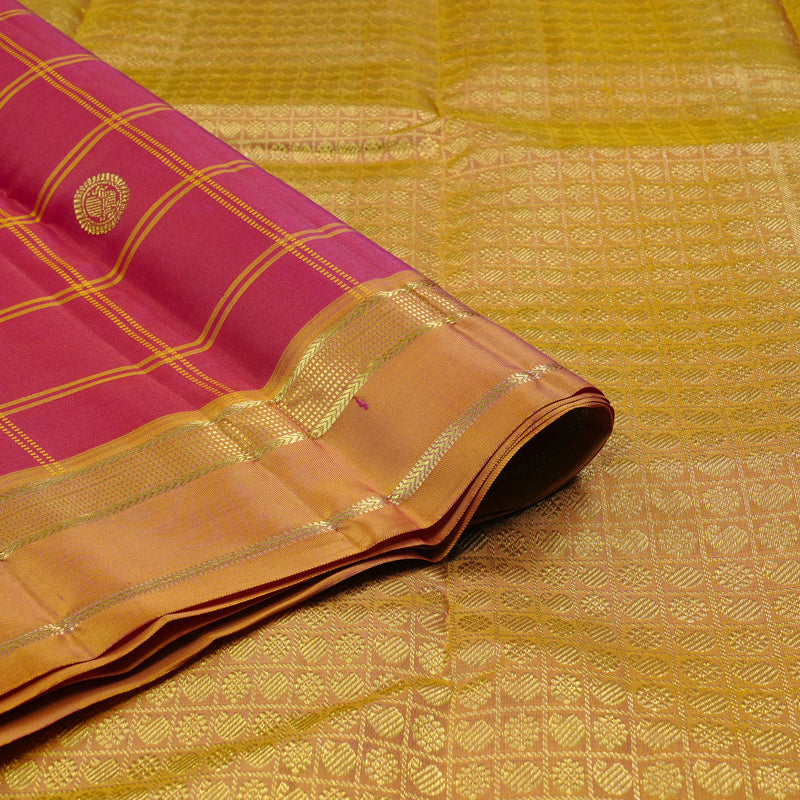 Hayagrivas Handloom Kanjivaram Silk Saree in Dazzling Reddish Pink KBE58D3-2