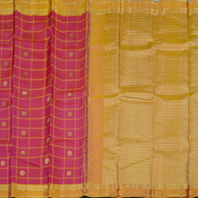 Hayagrivas Handloom Kanjivaram Silk Saree in Dazzling Reddish Pink KBE58D3-2