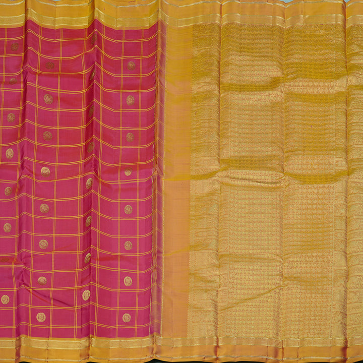 Hayagrivas Handloom Kanjivaram Silk Saree in Dazzling Reddish Pink KBE58D3-2