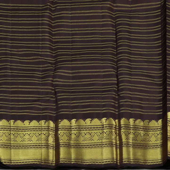 Hayagrivas Bottle Green Handloom Kanjivaram Silk Saree with Dark Brown Border KBE58D6-1