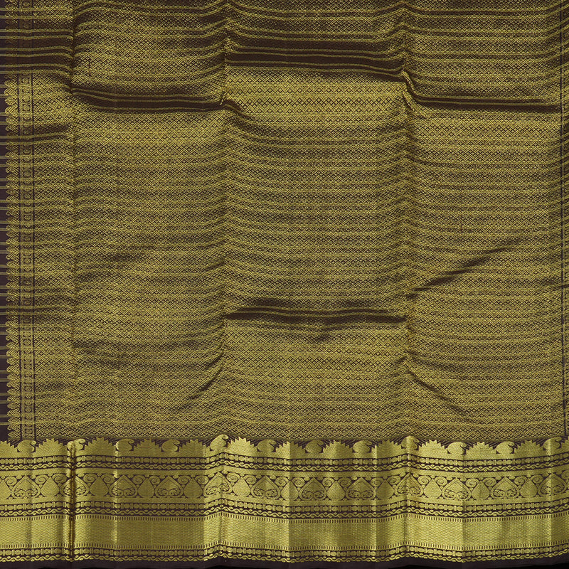 Hayagrivas Bottle Green Handloom Kanjivaram Silk Saree with Dark Brown Border KBE58D6-1