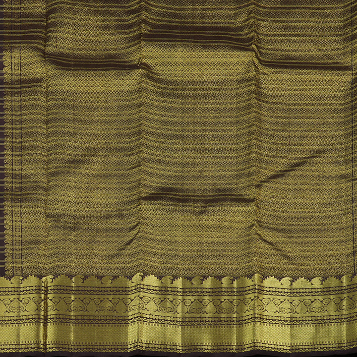 Hayagrivas Bottle Green Handloom Kanjivaram Silk Saree with Dark Brown Border KBE58D6-1