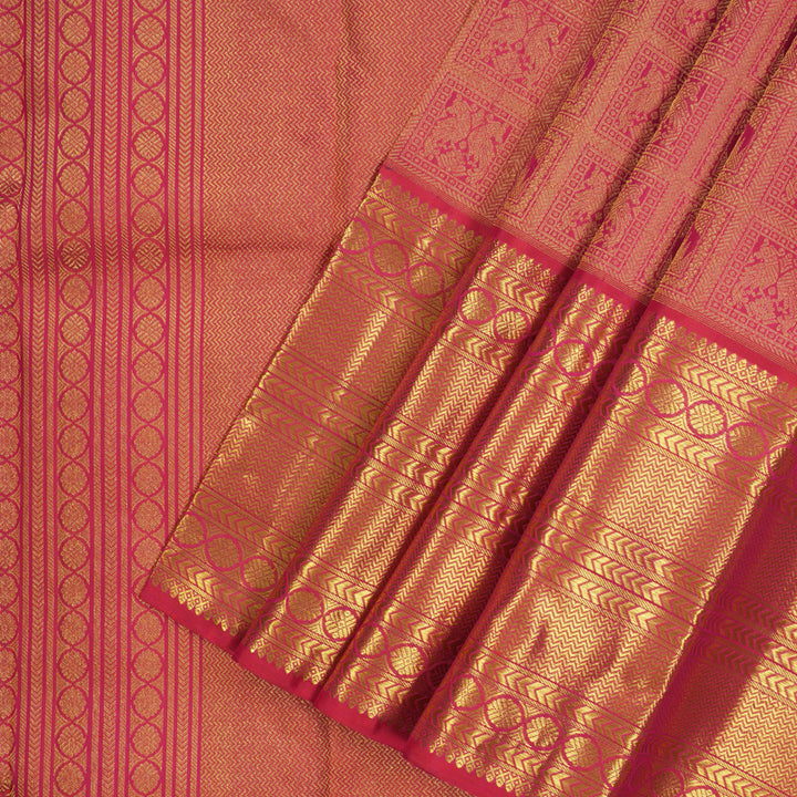 Hayagrivas Exclusive Handloom Silk Saree in Deep Pink with rich pallu & blouse KBE594F7-1