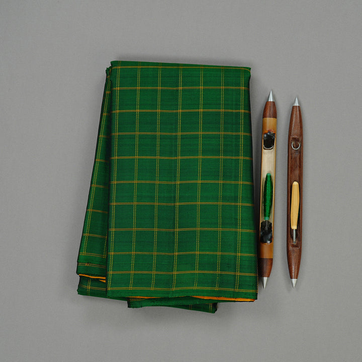 Hayagrivas Dark Green Handloom Kanjivaram Silk Saree KBE59D1-1