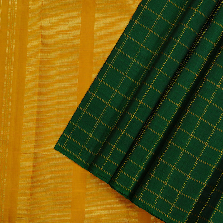 Hayagrivas Dark Green Handloom Kanjivaram Silk Saree KBE59D1-1