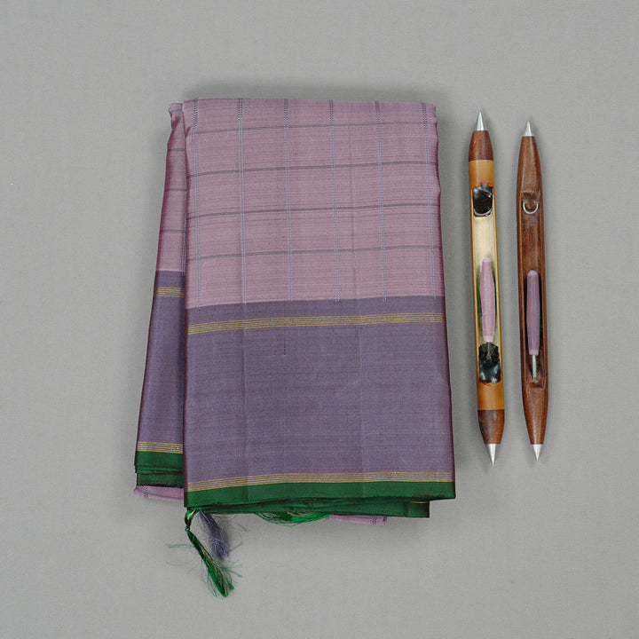 Hayagrivas Rosewood Pink Handloom Kanjivaram Silk Saree with Dark Grey Border KBE59D1-3