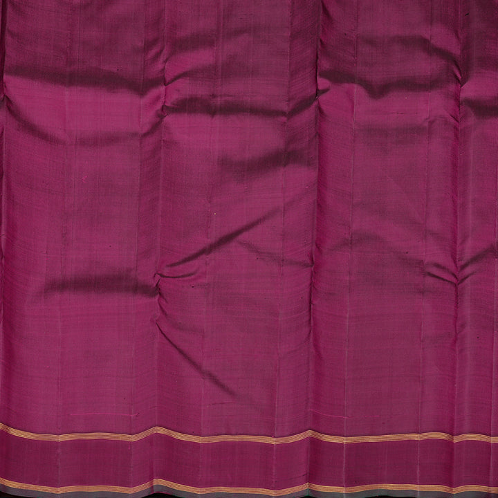 Hayagrivas Orangish Pink Handloom Kanjivaram Silk Saree with Dark Purple Border KBE59D3-1