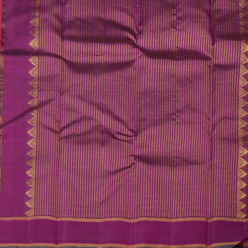 Hayagrivas Orangish Pink Handloom Kanjivaram Silk Saree with Dark Purple Border KBE59D3-1