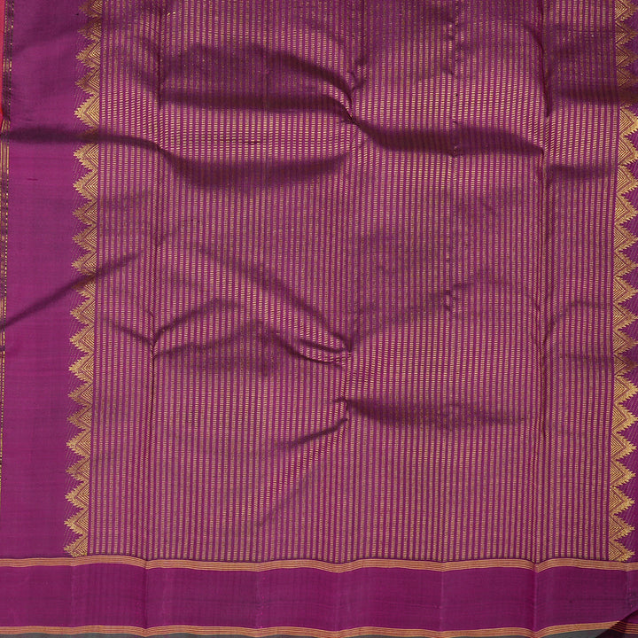 Hayagrivas Orangish Pink Handloom Kanjivaram Silk Saree with Dark Purple Border KBE59D3-1