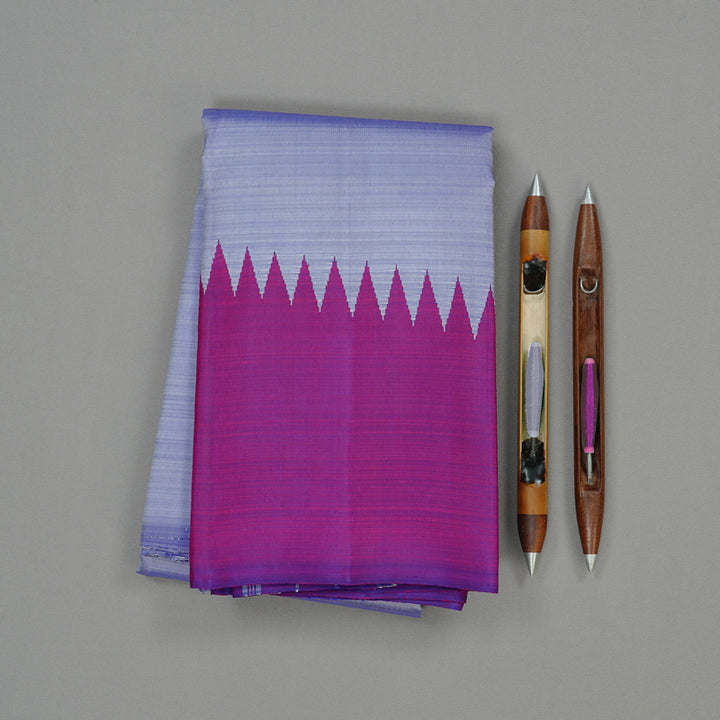 Hayagrivas Sky Blue Handloom Kanjivaram Silk Saree with Purple Border KBE59D4-3