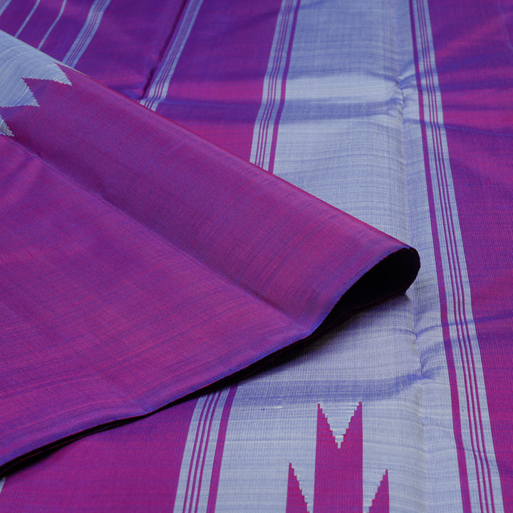 Hayagrivas Sky Blue Handloom Kanjivaram Silk Saree with Purple Border KBE59D4-3