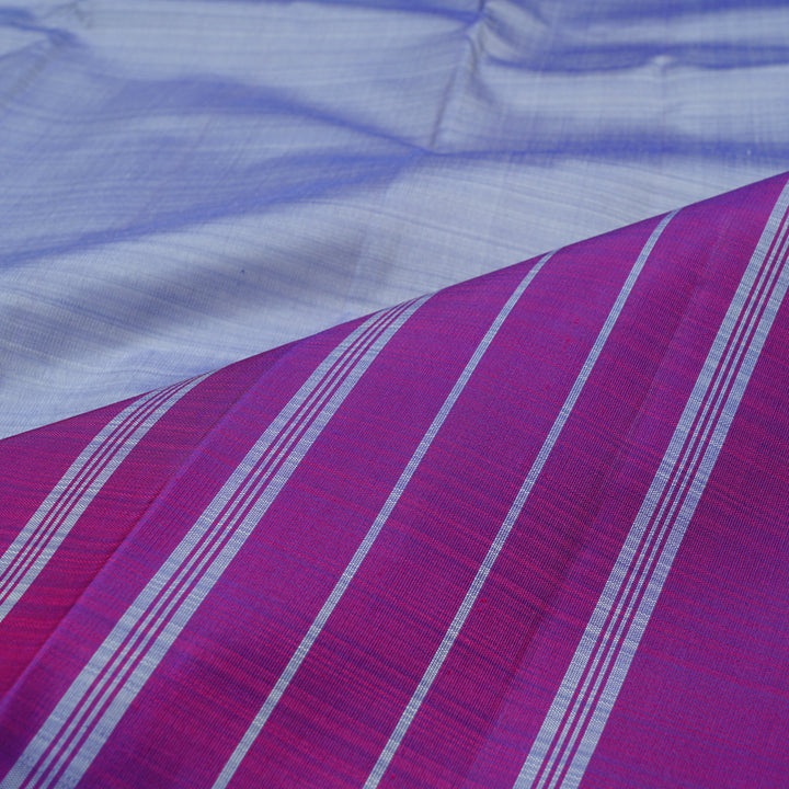 Hayagrivas Sky Blue Handloom Kanjivaram Silk Saree with Purple Border KBE59D4-3