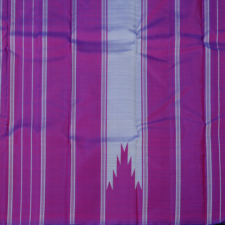 Hayagrivas Sky Blue Handloom Kanjivaram Silk Saree with Purple Border KBE59D4-3