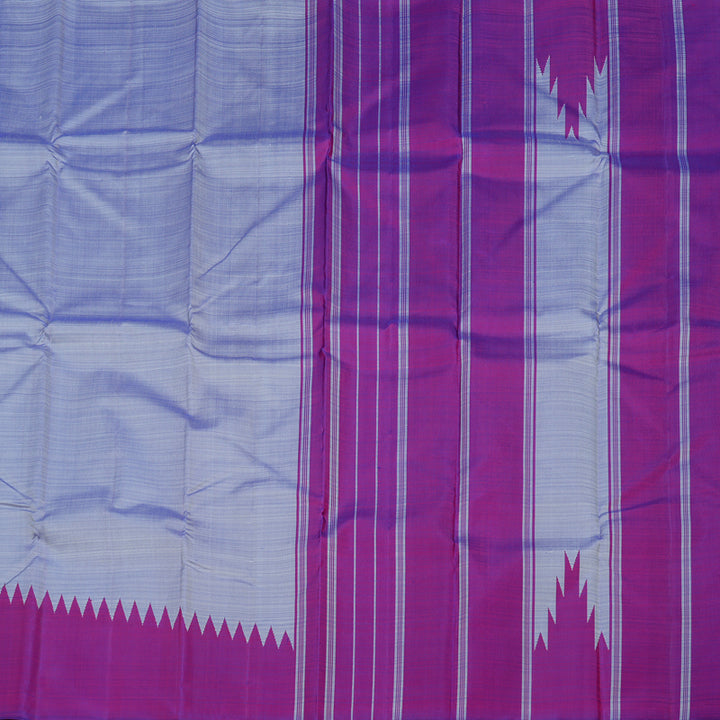 Hayagrivas Sky Blue Handloom Kanjivaram Silk Saree with Purple Border KBE59D4-3