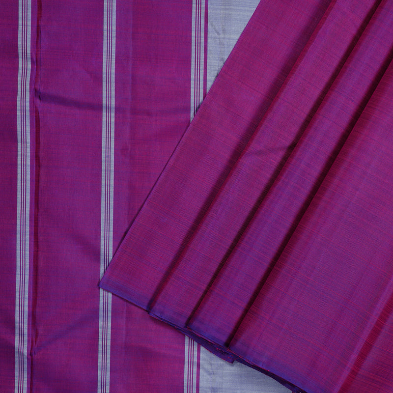 Hayagrivas Sky Blue Handloom Kanjivaram Silk Saree with Purple Border KBE59D4-3