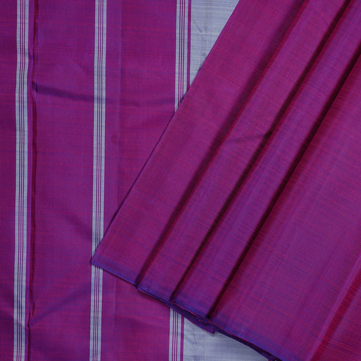 Hayagrivas Sky Blue Handloom Kanjivaram Silk Saree with Purple Border KBE59D4-3