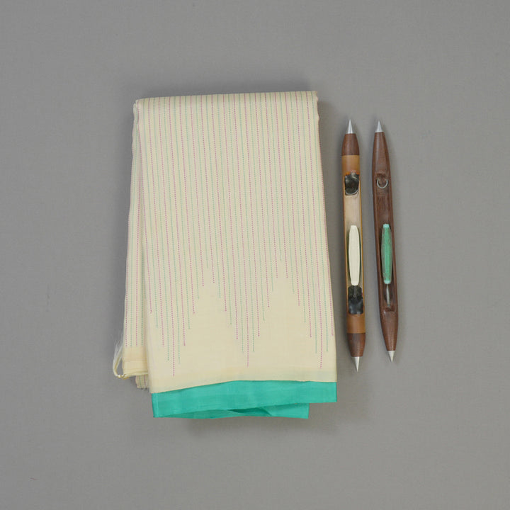 Hayagrivas Handloom Half White Kanjivaram Silk Saree KBE59D4-4