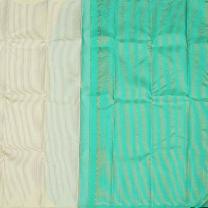 Hayagrivas Handloom Half White Kanjivaram Silk Saree KBE59D4-4