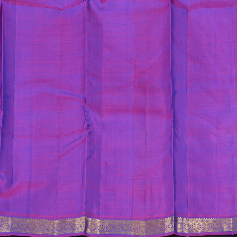 Hayagrivas Peacock Blue Handloom Kanjivaram Silk Saree with Purple Border KBE5D1-1