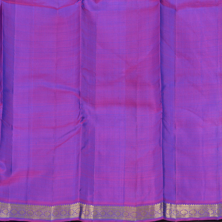 Hayagrivas Peacock Blue Handloom Kanjivaram Silk Saree with Purple Border KBE5D1-1