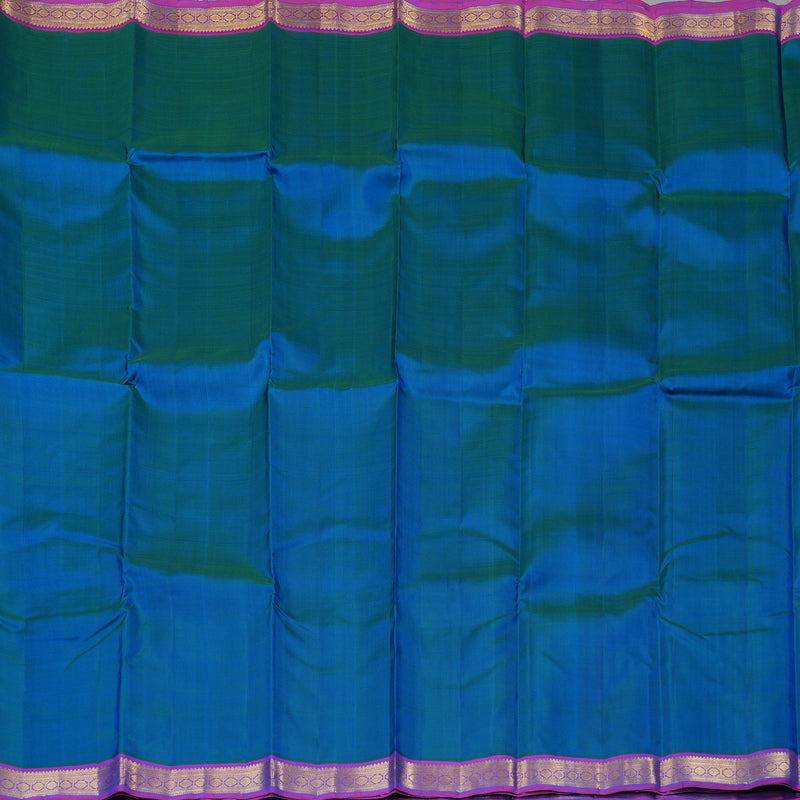 Hayagrivas Peacock Blue Handloom Kanjivaram Silk Saree with Purple Border KBE5D1-1