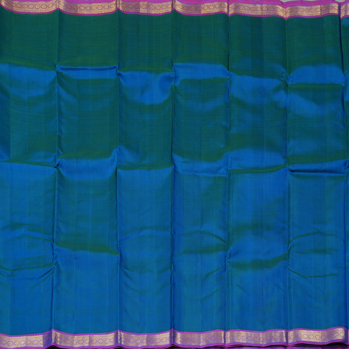 Hayagrivas Peacock Blue Handloom Kanjivaram Silk Saree with Purple Border KBE5D1-1
