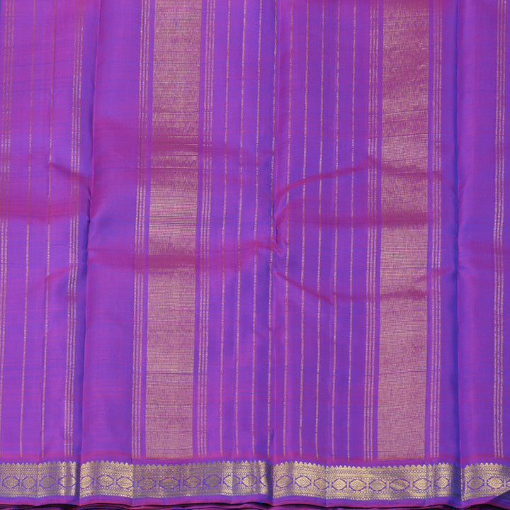 Hayagrivas Peacock Blue Handloom Kanjivaram Silk Saree with Purple Border KBE5D1-1